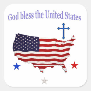 Adesivo Quadrado  deus abençoe dos Estados Unidos