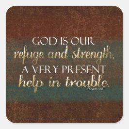 Adesivo Quadrado Deus é o nosso Refúgio Bíblia Cristã Verse Brown/D