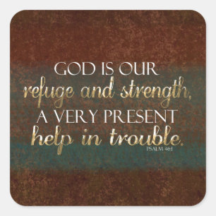Adesivo Quadrado Deus é o nosso Refúgio Bíblia Cristã Verse Brown/D