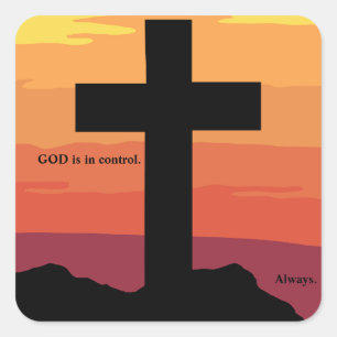 Adesivo Quadrado Deus Está No Controle. Jesus, Cruz, Bíblia, Religi