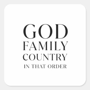 Adesivo Quadrado Deus, família, País por essa ordem