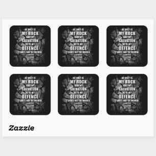 Adesivo Quadrado DEUS Minha Rock & Salvation - Christian Faith Vers