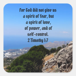 Adesivo Quadrado Deus Não Nos Quer Com Medo 2 Timothy 1:7 Bíblia