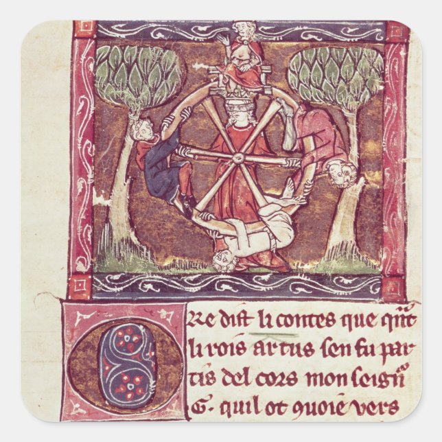 Adesivo Quadrado Deusa cega Fortuna com o Rei Arthur (Frente)