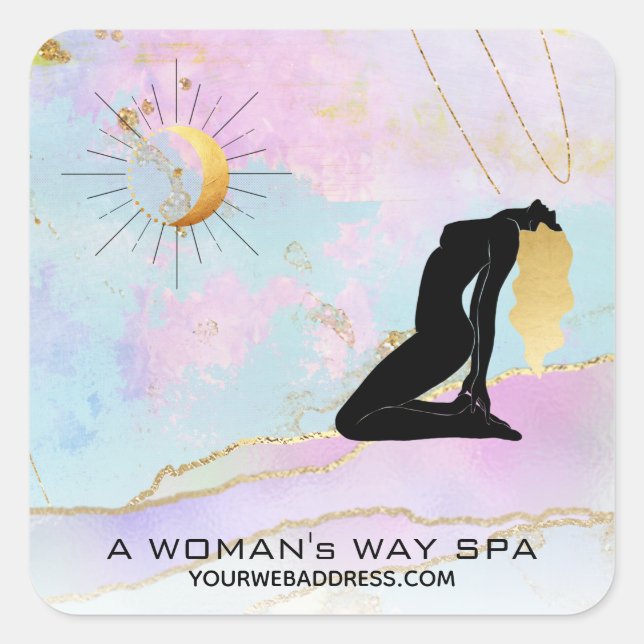 Adesivo Quadrado *~* Deusa Celestial Rainbow Pastel Glitter AP22 (Frente)