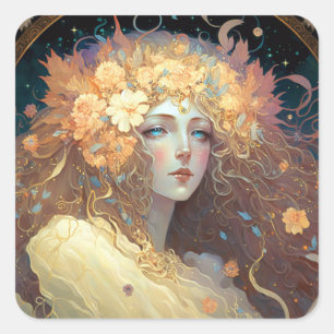 Adesivo Quadrado Deusa Fantasy Art Square Sticker