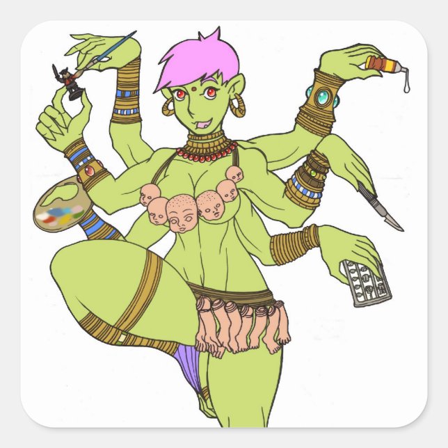 Adesivo Quadrado Deusa Kazuzu Stickers (Frente)