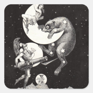 Adesivo Quadrado Deusa Lunar Celestial Antiga & Ursa Maior