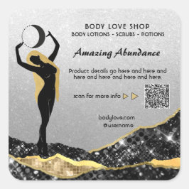 Adesivo Quadrado *~* Deusa SILVER Glitter Intenção Ortográfica AP24