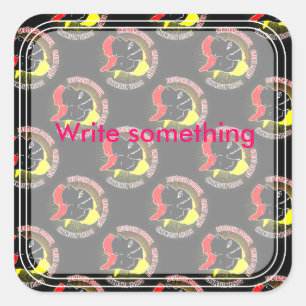 Adesivo Quadrado Deutsche Doggen Schwarz Rot Dourado