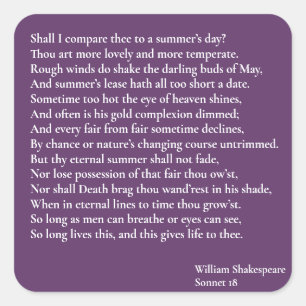 Adesivo Quadrado Devo compará-lo a um dia de verão? sonnet 18