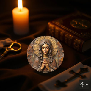 Adesivo Quadrado Devoção Talhada Maria de Madeira