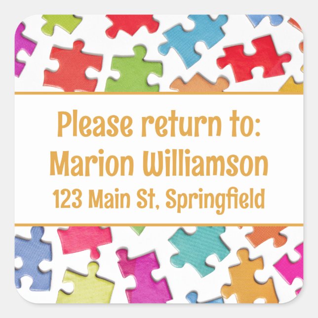 Adesivo Quadrado Devolver quebra-cabeça de serra para folha adesiva (Frente)