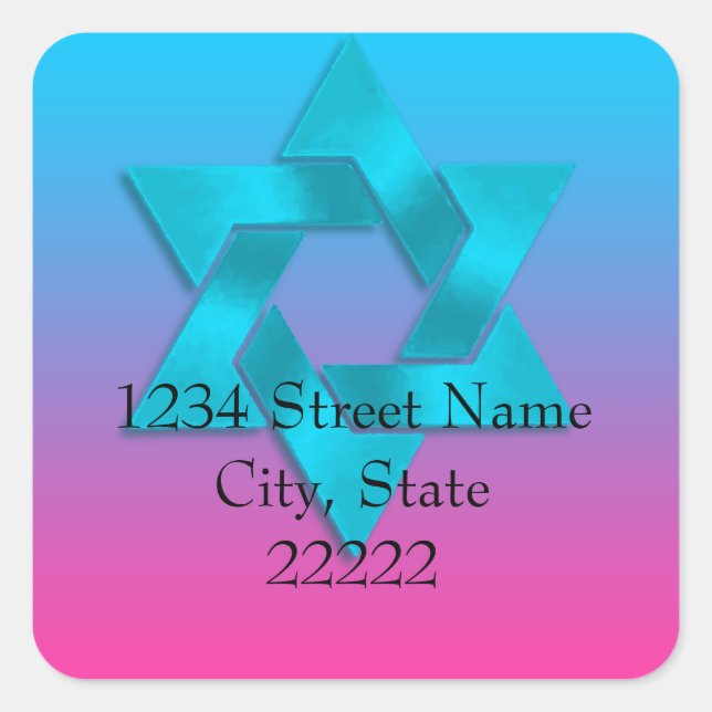 Adesivo Quadrado Devolver Turquesa de Endereço para o Ombre Rosa co (Frente)