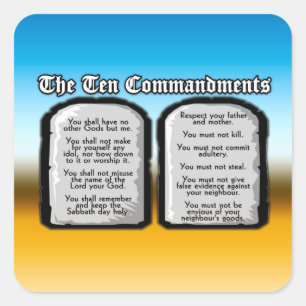 Adesivo Quadrado Dez mandamentos da Bíblia Sagrada, a lei do deus