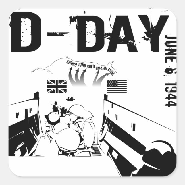 Adesivo Quadrado DIA-D 6 de junho de 1944 (Frente)