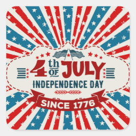 Adesivo Quadrado Dia da Independência Retroativa 4 de julho