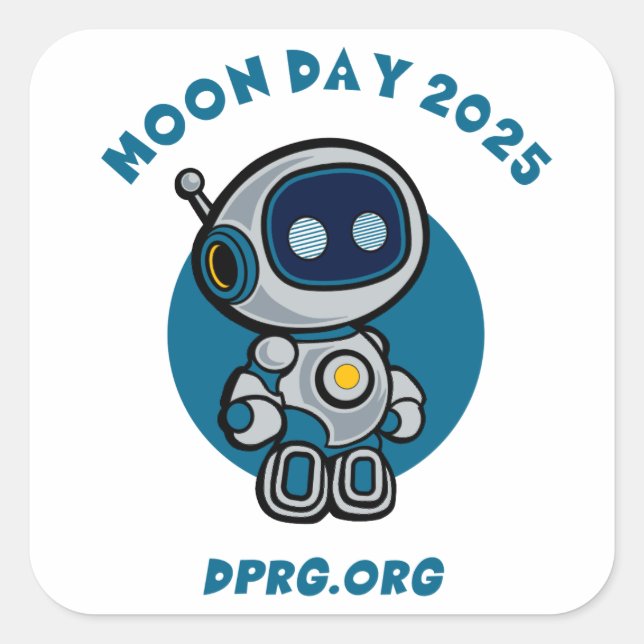 Adesivo Quadrado Dia da Lua 2025 DPRG.Org (Frente)