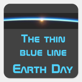 Adesivo Quadrado Dia da Terra - A Linha Azul Fino