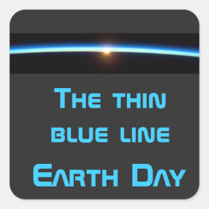 Adesivo Quadrado Dia da Terra - A Linha Azul Fino