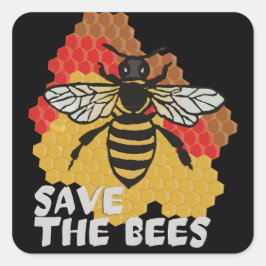 Adesivo Quadrado Dia da Terra, Salve As Abelhas