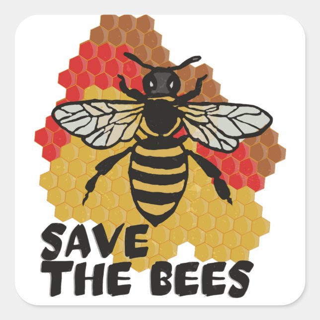 Adesivo Quadrado Dia da Terra, Salve As Abelhas (Frente)