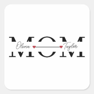 Adesivo Quadrado Dia das Mães Nome Personalizado Mamãe