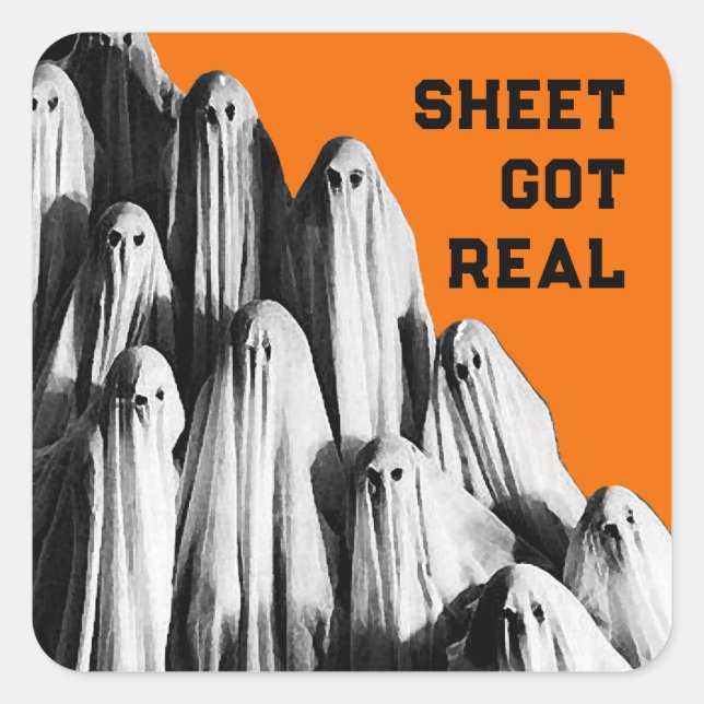 Adesivo Quadrado Dia de as Bruxas engraçado (Frente)