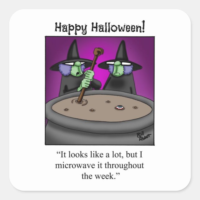 Adesivo Quadrado Dia de as Bruxas engraçado Bruxas Praças (Frente)