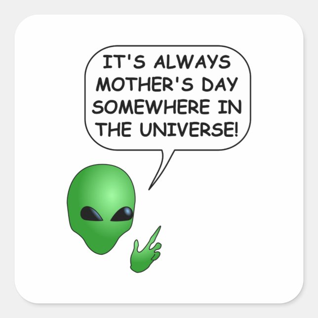 Adesivo Quadrado Dia de as mães alienígena (Frente)