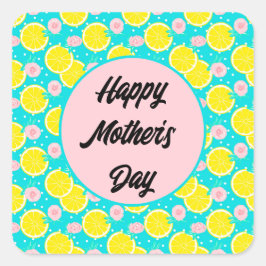 Adesivo Quadrado Dia de as mães de fruta de citrinos espumantes