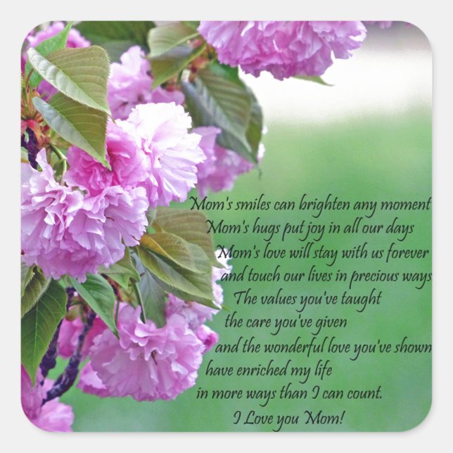 Adesivo Quadrado Dia de as mães, eu te amo (Frente)