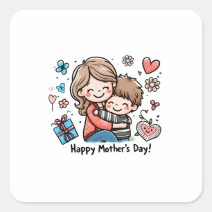 Adesivo Quadrado Dia de as mães Feliz