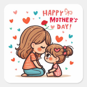 Adesivo Quadrado Dia de as mães Feliz