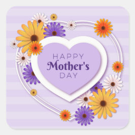 Adesivo Quadrado Dia de as mães Feliz