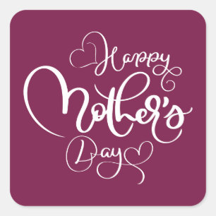Adesivo Quadrado Dia de as mães Feliz de Plum Roxo bonito
