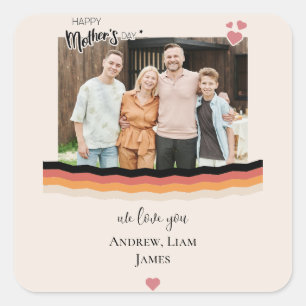 Adesivo Quadrado Dia de as mães feliz que te amamos