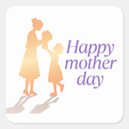 Adesivo Quadrado Dia de as mães Feliz Tipografia Floral -