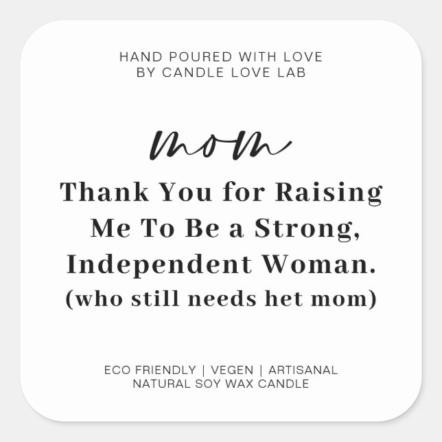 Adesivo Quadrado DIA DE AS MÃES FUNNY | Vela-mãe (Frente)