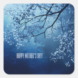 Adesivo Quadrado Dia de as mães Gêmeo da Árvore Azul