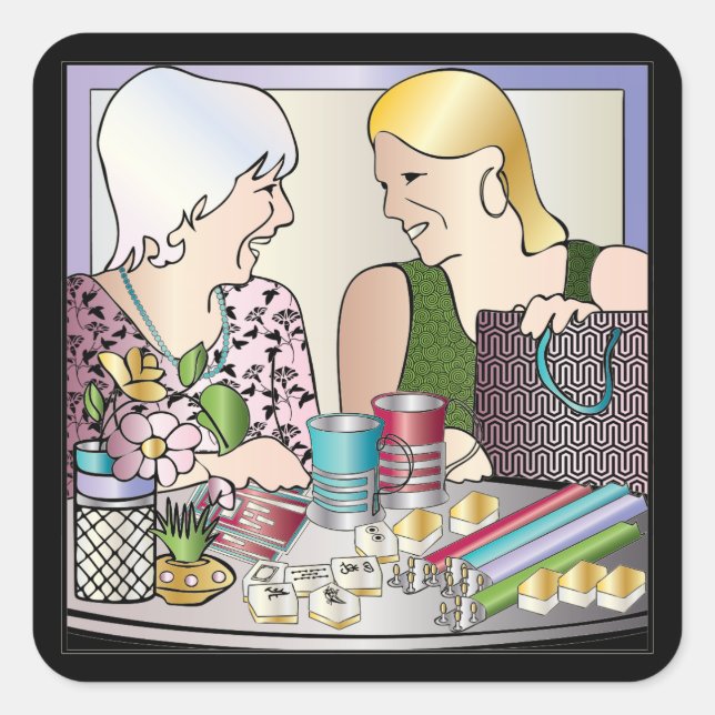 Adesivo Quadrado Dia de as mães Mah Jongg (Frente)