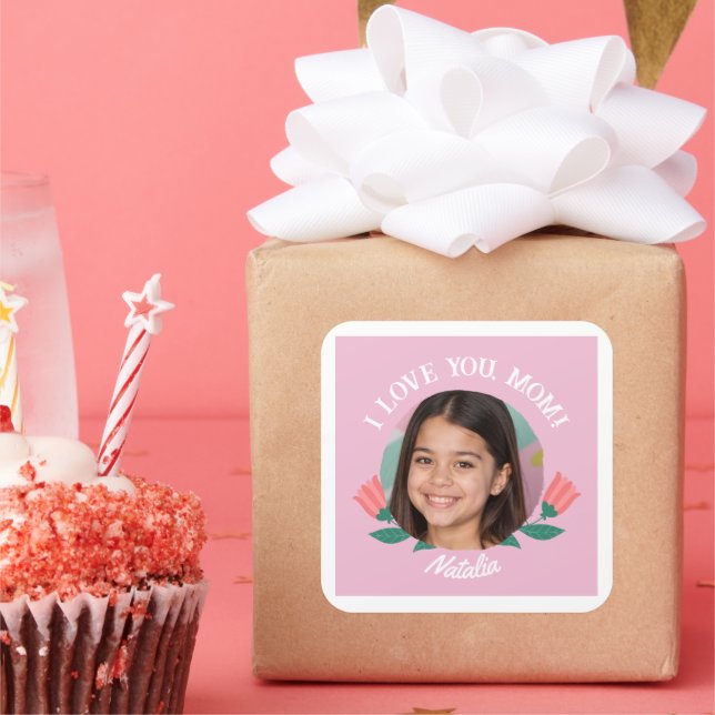 Adesivo Quadrado Dia de as mães Personalizado De Nome De Foto Que A (Festa)
