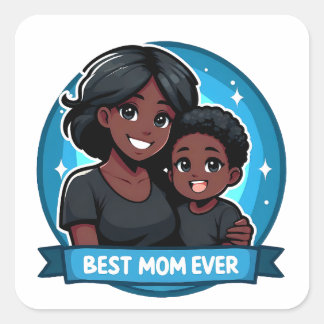 Adesivo Quadrado Dia de as mães - Uma mãe e seu filho