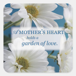 Adesivo Quadrado Dia de as mães White Daisies Garden of Love Blue S