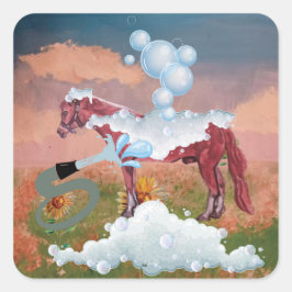 Adesivo Quadrado dia de banho de cavalo