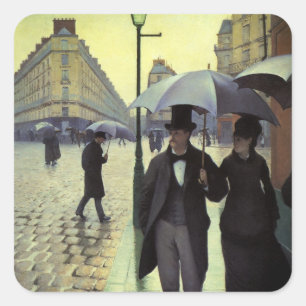 Adesivo Quadrado Dia de Chuva da Rua Paris por Gustave Caillebotte