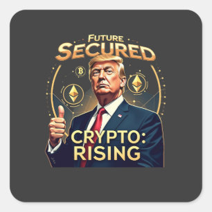 Adesivo Quadrado Dia de Inaguração do Trump de Cripto de Ascensão P