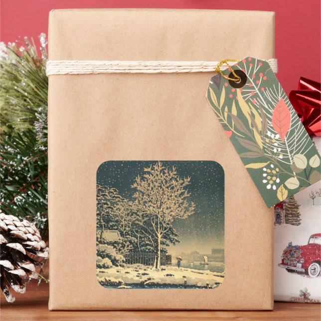 Adesivo Quadrado Dia de inverno no Rio Sumida, no Japão (Feriado)