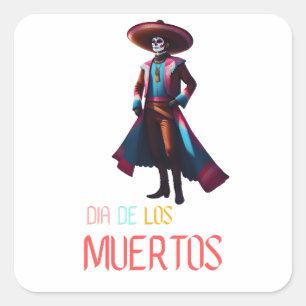 Adesivo Quadrado Dia de los Muertos Charro