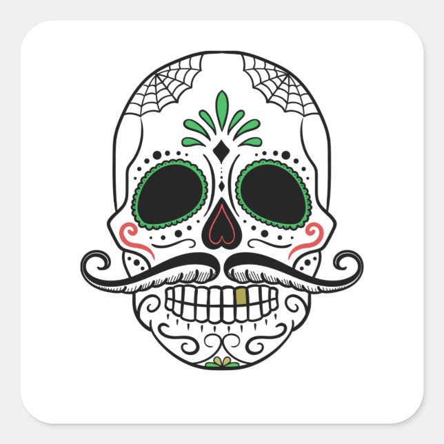 Adesivo Quadrado Dia De Los Muertos Mexicano Halloween Fiesta (Frente)